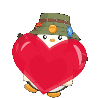 Gif animé coeur pingouin